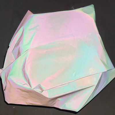 White Stretch Glow In The Dark Polyester Fabric Vinyl Iridescent Hologram Luminous