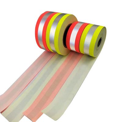 Red Blue Reflective Cotton Fabric Fluo Yellow Red Blue Hi Vis Reflective Strips For Jackets