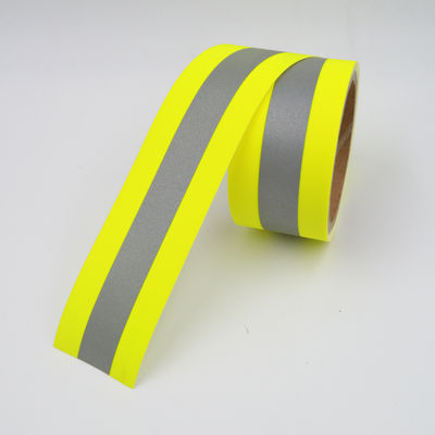 Warning Segmented Reflective Tape Sew On Yellow Silver Flame Retardant Reflective Tape 1mx50m