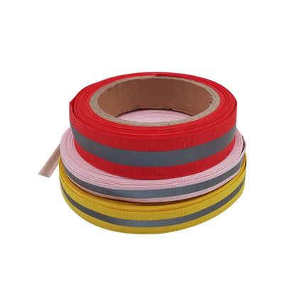25mm 15mm Red Reflective Nylon Polypropylene Webbing Straps For Uniforms Shoes Backpack