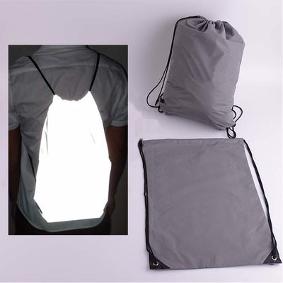 Holographic Hi Vis Reflective Backpack Cycling Light Recycled Polyester Cotton Plain Sport Shopping Drawstring