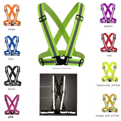 Elastic Motorcycle Reflective Belt  Cycling Workers Adjustable Vest Black Neon Orange