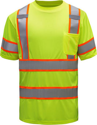 Ansi Class 3 Polo Shirt Work Hi Vis Lime Green Reflective T Shirts Men'S