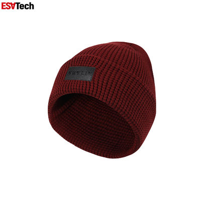 Orange Reflective Knit Beanie Running Fisherman Warm Ribbed Slouchy Merino Wool Women