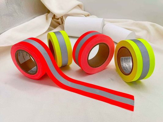 4 Inch Wide 50mm Yellow Reflective Tape Class 1 2 High Light Polyester Webbing For Clothing