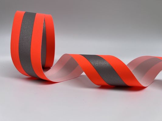 Silver Orange Fire Resistant Reflective Fabric Tape Applied To Firefighting Clothing