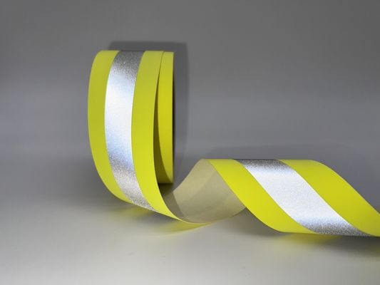Yellow Silver Yellow Fire Resistant Reflective Fabric Tape Applied To Safety Wear