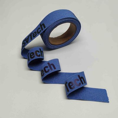 Elastic Reflective Webbing Material Blue Cotton Canvas Recycled For Bag Strap