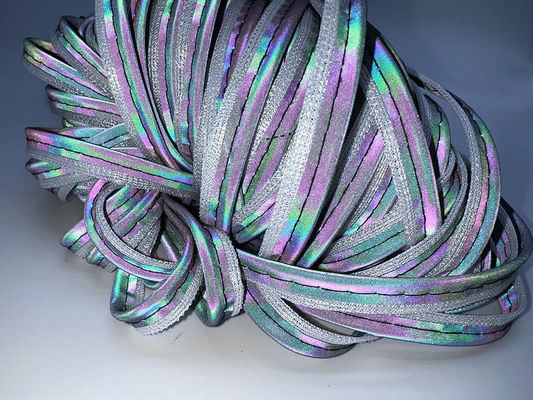 Rainbow Reflective Piping Fabric Strip Edging Braid Trim Sew On Garments